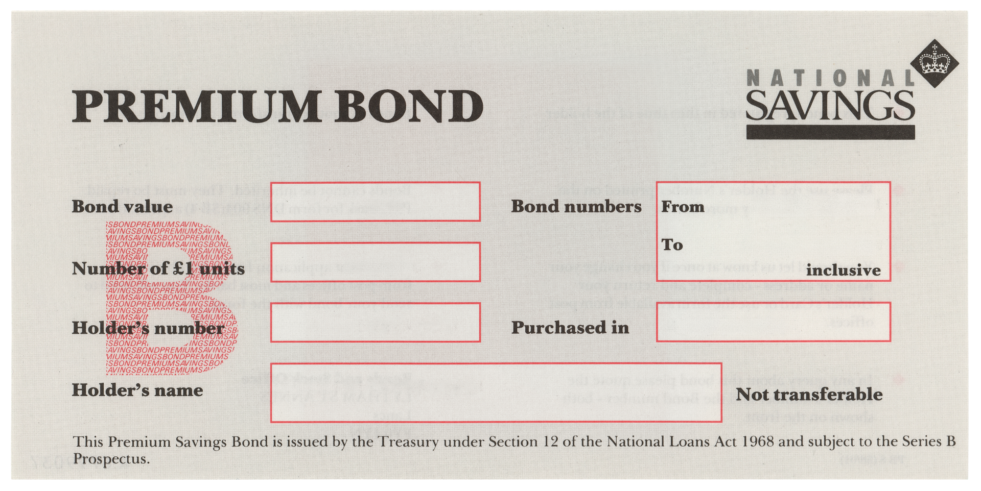 Premium Bonds certificate in red and grey