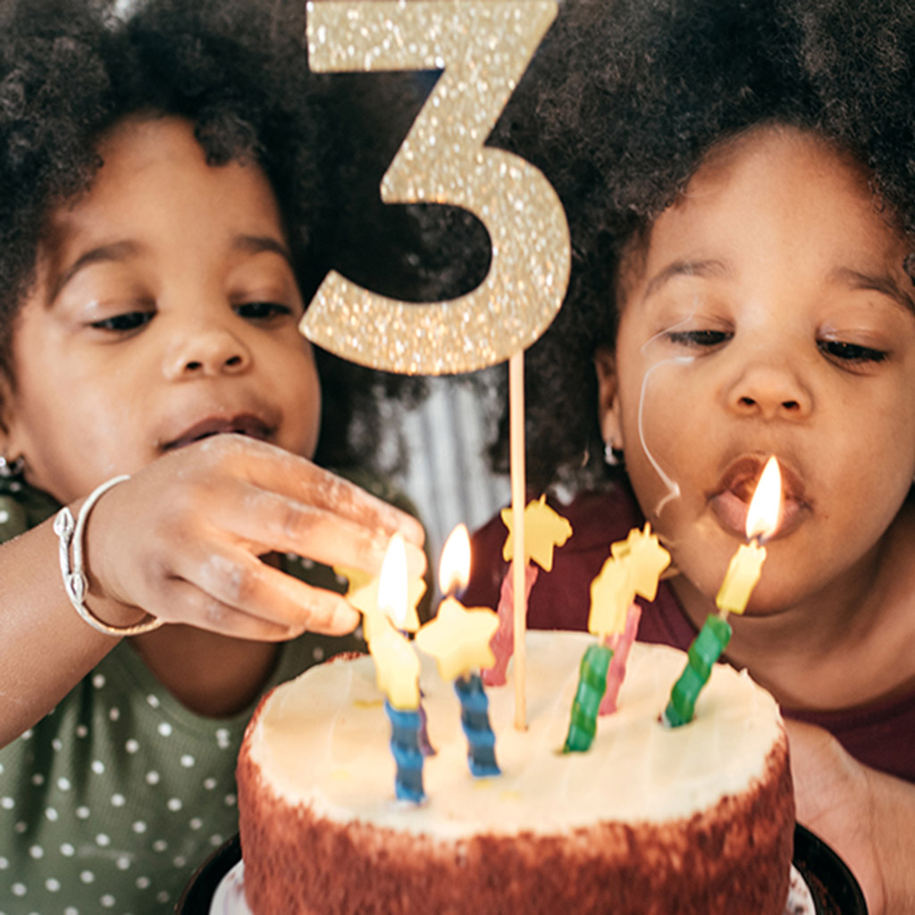 Children with birthday cake